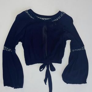 Long Sleeve Crop Top Blouse